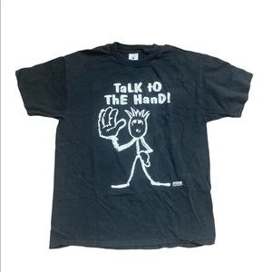 Vintage 1990s Talk To The Hand Shirt Mens L Drawing Humor Retro.